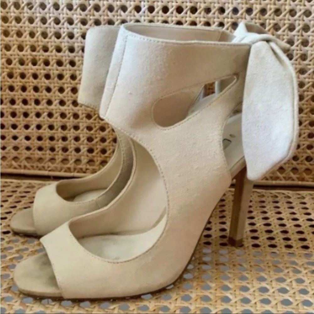 zara bow tie beige heels size 37